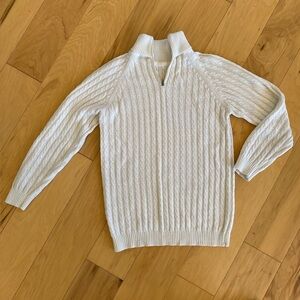 Vintage White Cable Knit Turtleneck Sweater M vintage zipper great condition